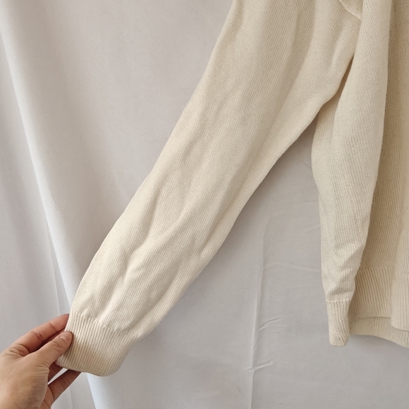 Aritzia Wilfred Clara Merino Wool Waist V-Neck Sweater In Light Birch Size SMALL - Picture 9 of 16